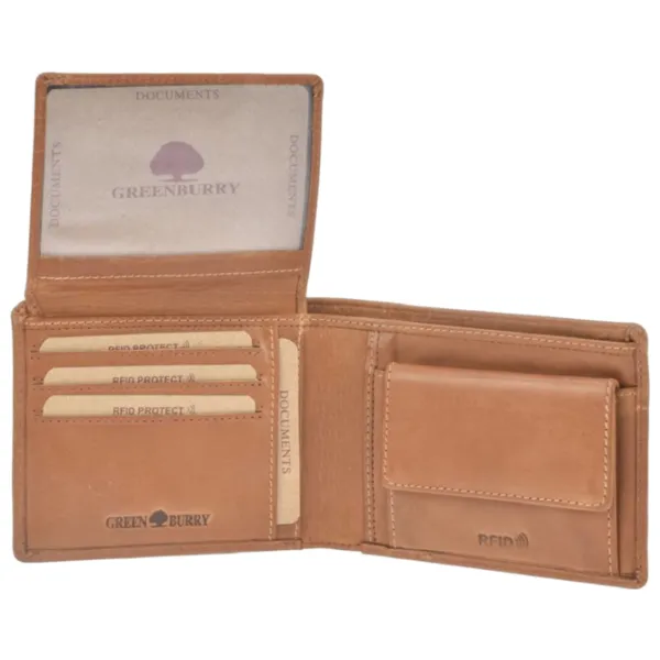 Кошелек для мужчин Green Burry RFID 1090-24 Натуральная кожа/ Светло-коричневый photo 2 Кошелек для мужчин Green Burry RFID 1090-24 Натуральная кожа/ Светло-коричневый photo 2