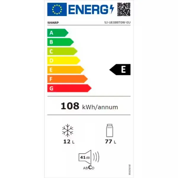Frigider SHARP SJ-UE088T0W-EU cu congelator sus 89 l / 82.1 cm / White photo 5