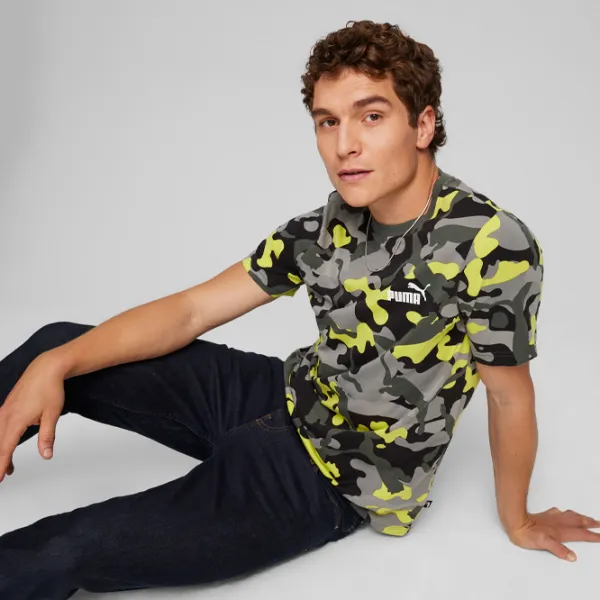 Tricou pentru bărbați Puma Ess+ Camo Aop Tee 100% bumbac/ Gray photo 3