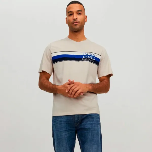 Tricou pentru bărbați Jack & Jones JORCODYY TEE SS CREW NECK 100% bumbac/ Beige photo 5