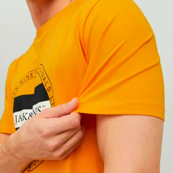 Tricou pentru bărbați Jack & Jones JORCODYY TEE SS CREW NECK 100% bumbac/ Orange photo 6