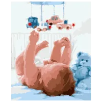 Картина по номерам Strateg Младенец с подвесными игрушками VA-0886 50 x 40 см/ Вертикальная