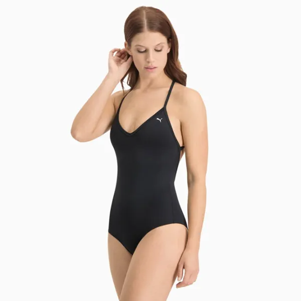 Купальник для женщин Puma Swim Women V-Neck Crossback Swimsuit 1P L/ Black photo 2