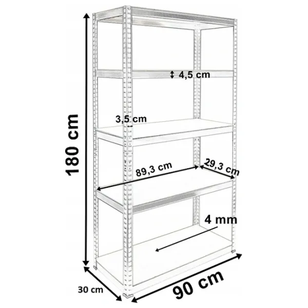 Etajeră TopEshop G9030 180 x 90 x 30 cm/ Metal/ Silver photo 3 Etajeră TopEshop G9030 180 x 90 x 30 cm/ Metal/ Silver photo 3