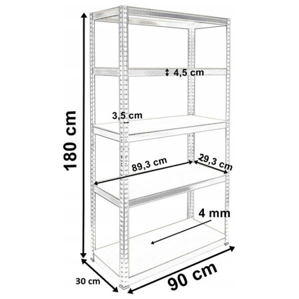 Etajeră TopEshop G9030 180 x 90 x 30 cm/ Metal/ Silver photo 3 Etajeră TopEshop G9030 180 x 90 x 30 cm/ Metal/ Silver photo 3