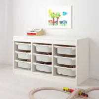 Стеллаж с контейнерами Ikea Trofast 56см x 99см x 44см cm/ Дерево/ White photo 2