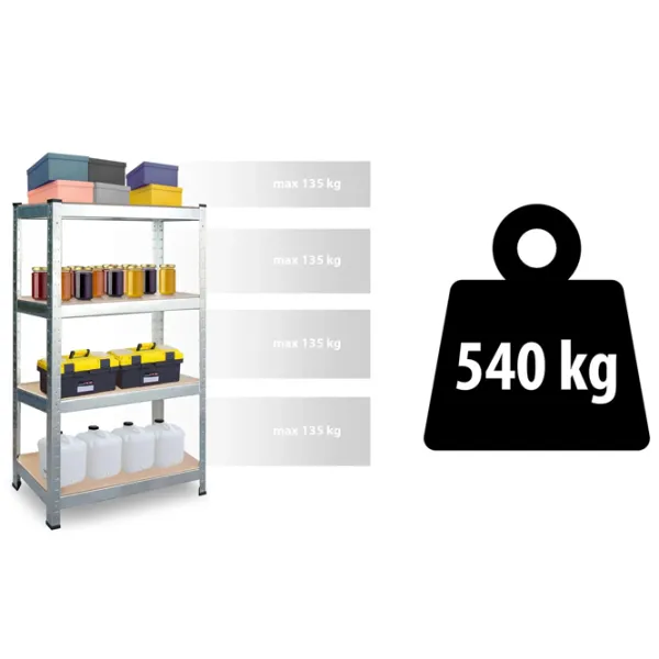 Etajeră Plonos 470000 150 x 75 x 30 cm/ Metal/ Silver photo 2 Etajeră Plonos 470000 150 x 75 x 30 cm/ Metal/ Silver photo 2