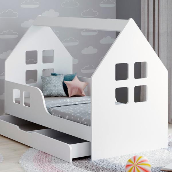 Детская кровать Happy Babies House Windows L2 70 x 140 см / ЛДСП / Белый photo 1