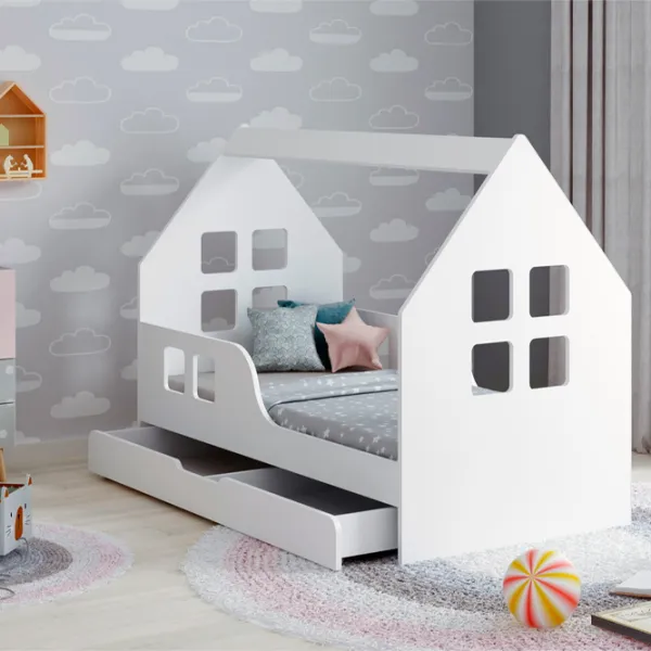 Детская кровать Happy Babies House Windows L2 70 x 140 см / ЛДСП / Белый photo 3