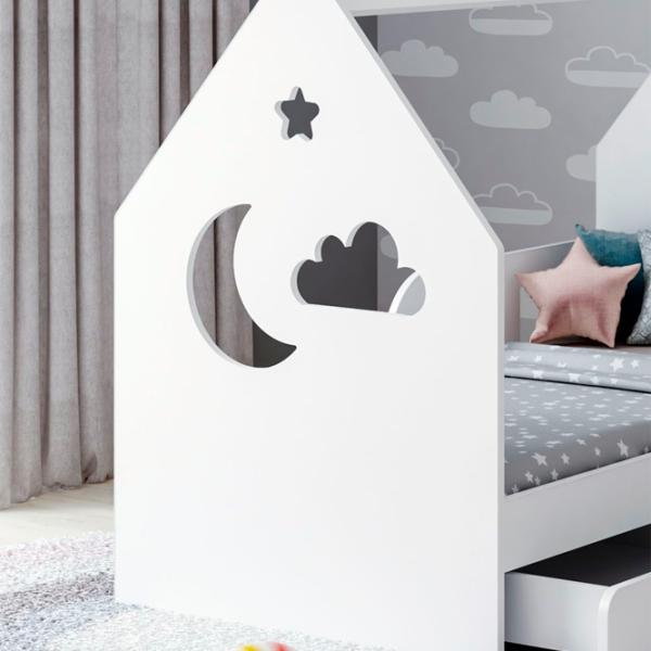 Детская кровать Happy Babies House Cloud L02 70 x 140 см / ЛДСП / Белый photo 2