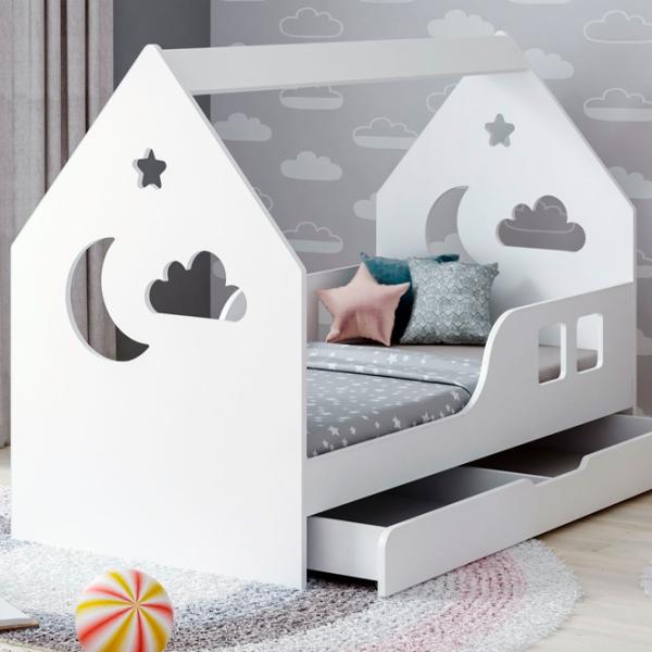 Детская кровать Happy Babies House Cloud L02 70 x 140 см / ЛДСП / Белый photo 3