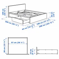 Кровать Ikea Malm Luroy 2 180 x 200 см/ Шпон/ White photo 5