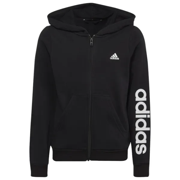 Hanorac pentru fetiţe Adidas Essentials linear logo full-zip 128/ Black photo 1 Hanorac pentru fetiţe Adidas Essentials linear logo full-zip 128/ Black photo 1