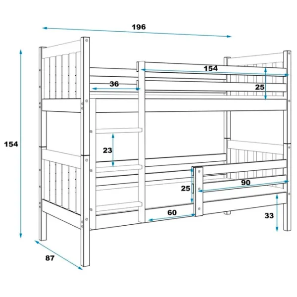 Pat pentru copii BMS Group Carino 80 x 190 cm/ Masiv/ White photo 3