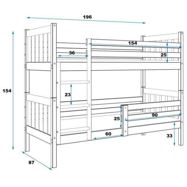Pat pentru copii BMS Group Carino 80 x 190 cm/ Masiv/ White photo 3