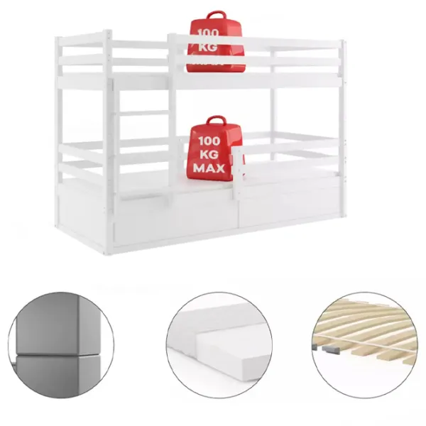 Pat pentru copii BMS Group Carino 80 x 190 cm/ Masiv/ White photo 4