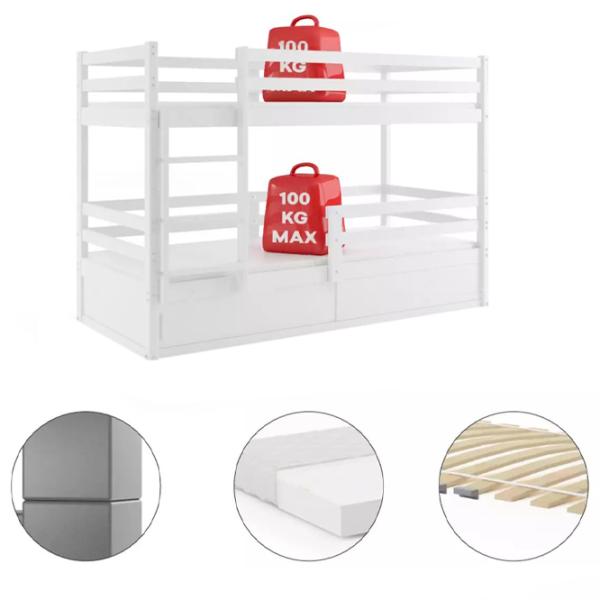 Pat pentru copii BMS Group Carino 80 x 190 cm/ Masiv/ White photo 4