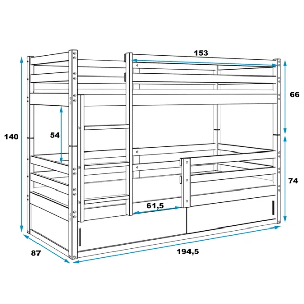 Pat pentru copii BMS Group Bingo 80 x 190 cm/ Masiv/ White photo 4