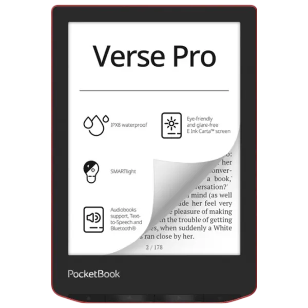 Электронная книга Pocketbook 634 Verse PRO 6"/ E-Ink Carta/ 16 ГБ/ Красный photo 1