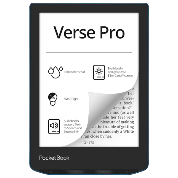 Электронная книга Pocketbook 634 Verse PRO 6"/ E-Ink Carta/ 16 ГБ/ Blue photo 1 Электронная книга Pocketbook 634 Verse PRO 6"/ E-Ink Carta/ 16 ГБ/ Blue photo 1