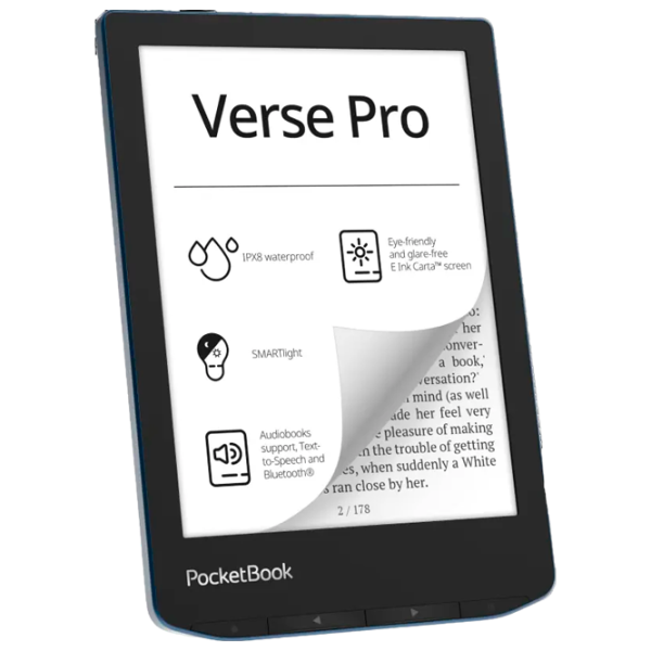 Электронная книга Pocketbook 634 Verse PRO 6"/ E-Ink Carta/ 16 ГБ/ Blue photo 2 Электронная книга Pocketbook 634 Verse PRO 6"/ E-Ink Carta/ 16 ГБ/ Blue photo 2