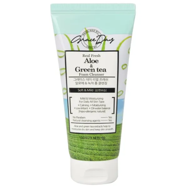 Растворы для очищения лица Grace Day Aloe si ceai verde Все типы/ 100 мл photo 1