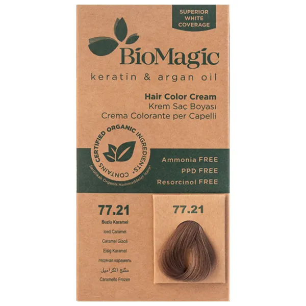 Краска для волос BioMagic Iced Caramel Код цвета: 77/ 21, 60 мл photo 1 Краска для волос BioMagic Iced Caramel Код цвета: 77/ 21, 60 мл photo 1