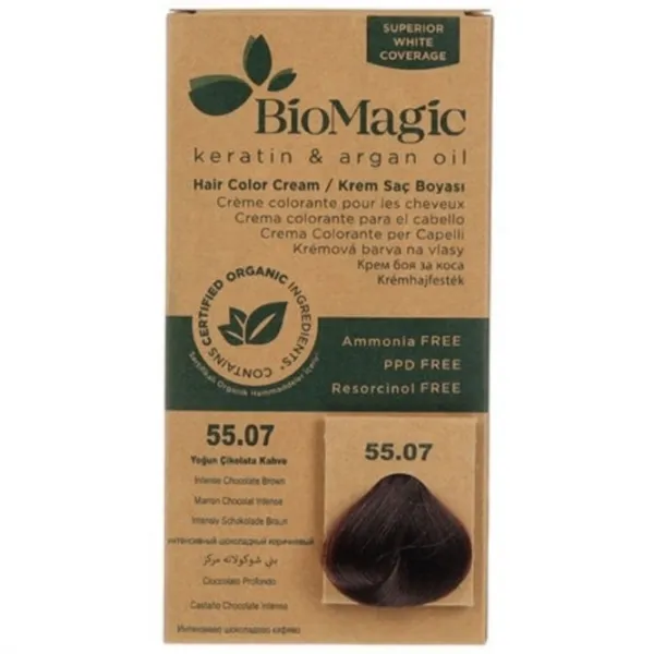 Краска для волос BioMagic Intense Chocolate Brown Код цвета: 55/ 07, 60 мл photo 1 Краска для волос BioMagic Intense Chocolate Brown Код цвета: 55/ 07, 60 мл photo 1