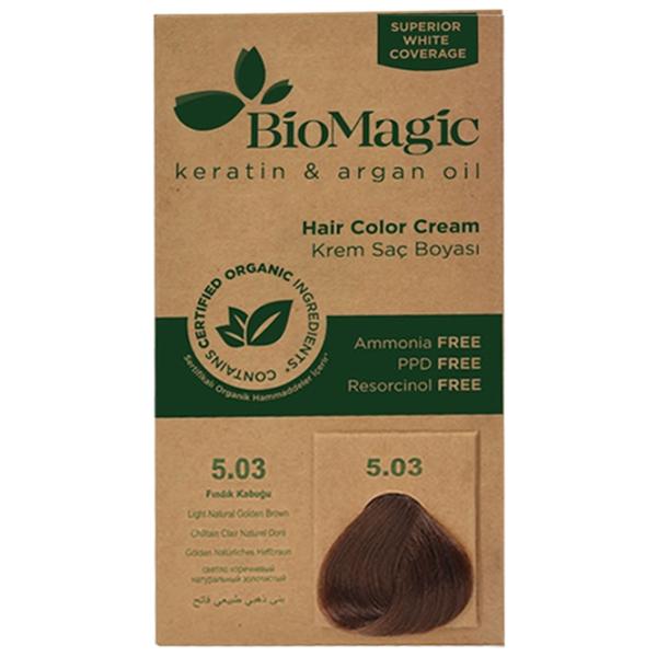 Vopsea de păr BioMagic Light Natural Golden Brown Cod culoare: 5/ 03, 60 ml photo 1 Vopsea de păr BioMagic Light Natural Golden Brown Cod culoare: 5/ 03, 60 ml photo 1
