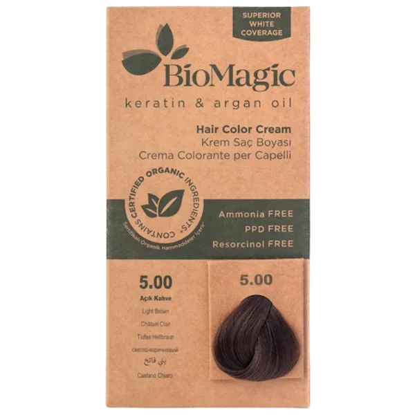 Краска для волос BioMagic Light Brown Код цвета: 5/ 00, 60 мл photo 1 Краска для волос BioMagic Light Brown Код цвета: 5/ 00, 60 мл photo 1