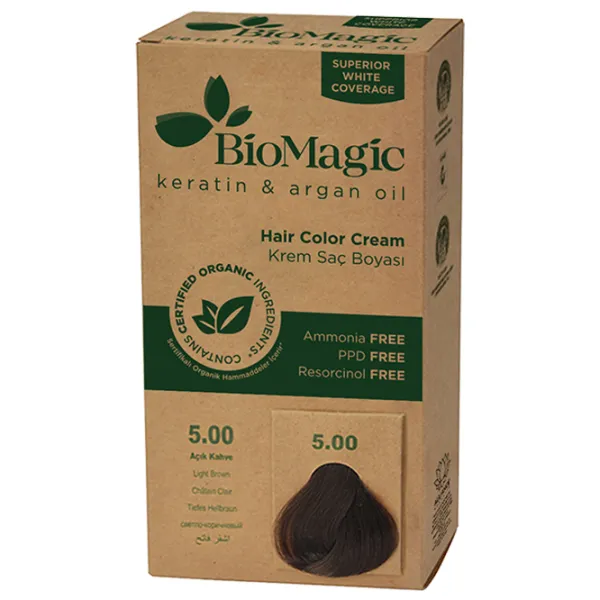 Краска для волос BioMagic Light Brown Код цвета: 5/ 00, 60 мл photo 2 Краска для волос BioMagic Light Brown Код цвета: 5/ 00, 60 мл photo 2