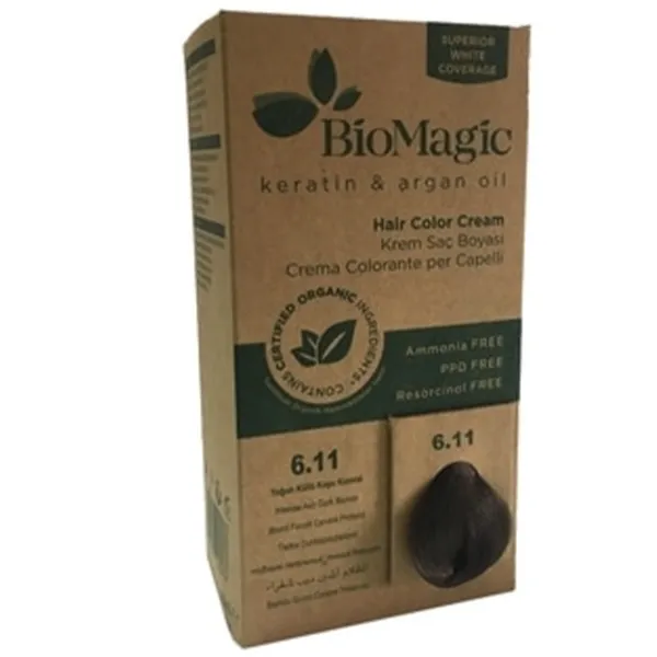 Краска для волос BioMagic Intense Ash Dark Blonde Код цвета: 6/ 11, 60 мл photo 2 Краска для волос BioMagic Intense Ash Dark Blonde Код цвета: 6/ 11, 60 мл photo 2