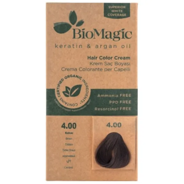 Краска для волос BioMagic Brown Код цвета: 4/ 00, 60 мл photo 1 Краска для волос BioMagic Brown Код цвета: 4/ 00, 60 мл photo 1