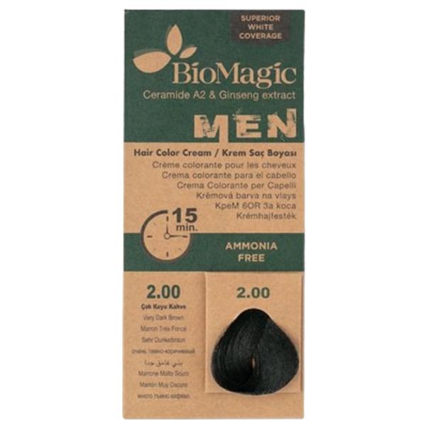 Краска для волос BioMagic Very Dark Brown Код цвета: 2.00, 60 мл photo 1 Краска для волос BioMagic Very Dark Brown Код цвета: 2.00, 60 мл photo 1