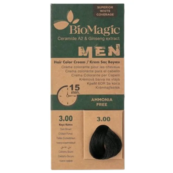 Краска для волос BioMagic Dark Brown Код цвета: 3.00, 60 мл photo 1 Краска для волос BioMagic Dark Brown Код цвета: 3.00, 60 мл photo 1