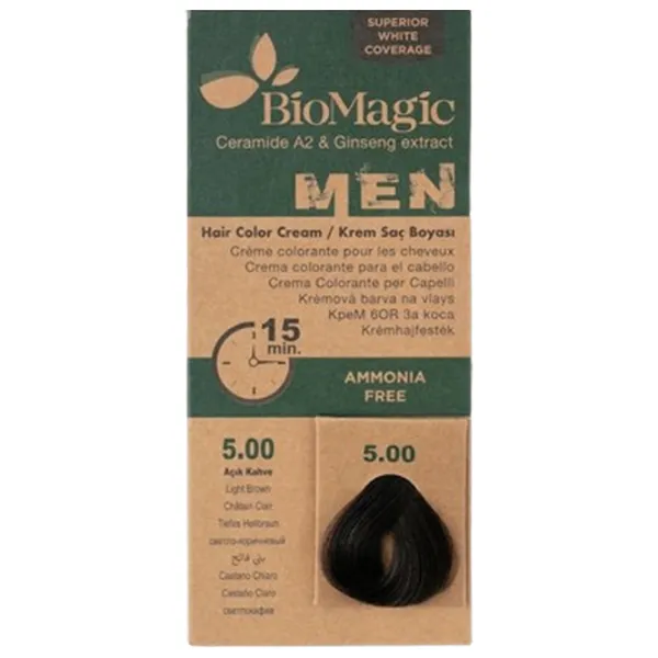 Краска для волос BioMagic Light Brown Код цвета: 5.00, 60 мл photo 1 Краска для волос BioMagic Light Brown Код цвета: 5.00, 60 мл photo 1