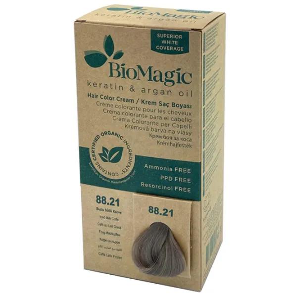 Vopsea de păr BioMagic Iced Milk Coffe Cod culoare: 88/ 21, 60 ml photo 2 Vopsea de păr BioMagic Iced Milk Coffe Cod culoare: 88/ 21, 60 ml photo 2