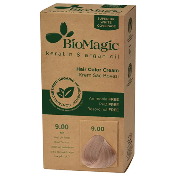 Краска для волос BioMagic Very Light Blonde Код цвета: 9/ 00, 60 мл photo 2 Краска для волос BioMagic Very Light Blonde Код цвета: 9/ 00, 60 мл photo 2