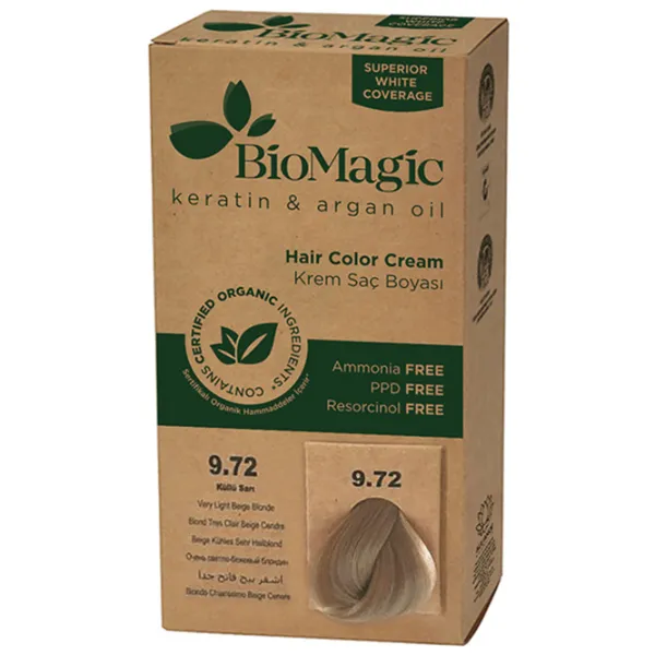 Краска для волос BioMagic Very Light Beige Blonde Код цвета: 9/ 72, 60 мл photo 2 Краска для волос BioMagic Very Light Beige Blonde Код цвета: 9/ 72, 60 мл photo 2