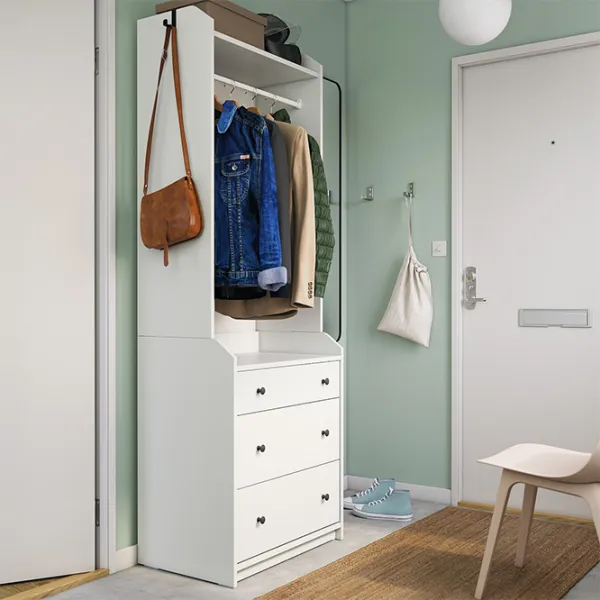Шкаф для прихожей Ikea Hauga ДСП/ White photo 3
