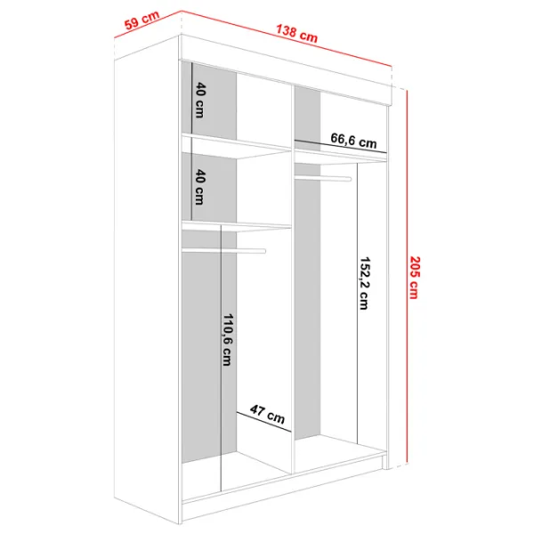 Dulap Prime Furniture Bill 1 138 x 59 x 205 / PAL / Grafit photo 3 Dulap Prime Furniture Bill 1 138 x 59 x 205 / PAL / Grafit photo 3
