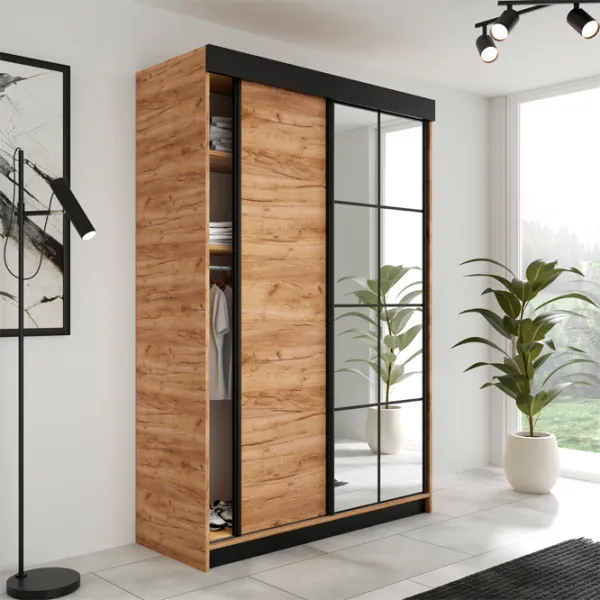 Dulap Prime Furniture Lamaro 138 x 59 x 205 / PAL / Stejar Craft Auriu photo 2