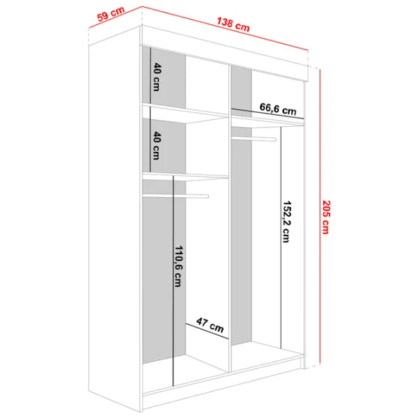 Dulap Prime Furniture Lamaro 138 x 59 x 205 / PAL / Stejar Craft Auriu photo 3