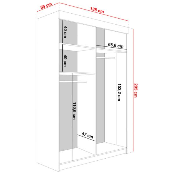 Dulap Prime Furniture Lamaro 138 x 59 x 205 / PAL / Stejar Craft Auriu photo 3