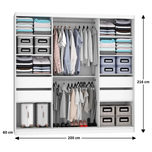 Dulap Belini Premium MT SZP5/1/W/W/0/KLAL 200 x 60 x 216 / PAL / White photo 2