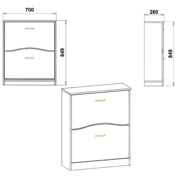 Dulap pentru încălțăminte KompaniT TO-2 84.9 x 70 x 26/ Atelier Light/ Atelier Light photo 2