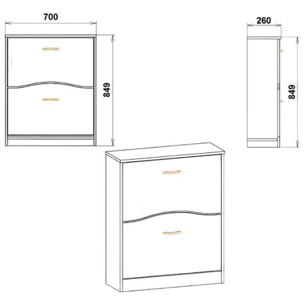 Dulap pentru încălțăminte KompaniT TO-2 84.9 x 70 x 26/ Atelier Light/ Atelier Light photo 2