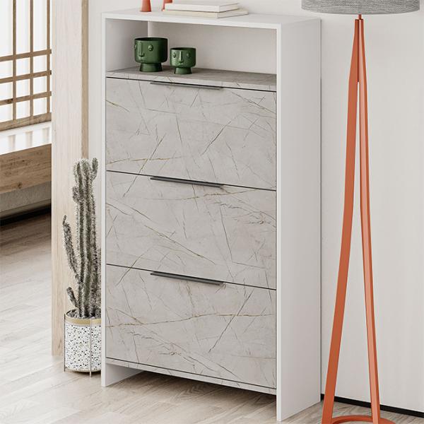 Dulap pentru încălțăminte Showdeko Kaju 139.2 x 78 x 28/ White/ Gray photo 2