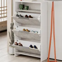 Dulap pentru încălțăminte Showdeko Kaju 139.2 x 78 x 28/ White/ Gray photo 3