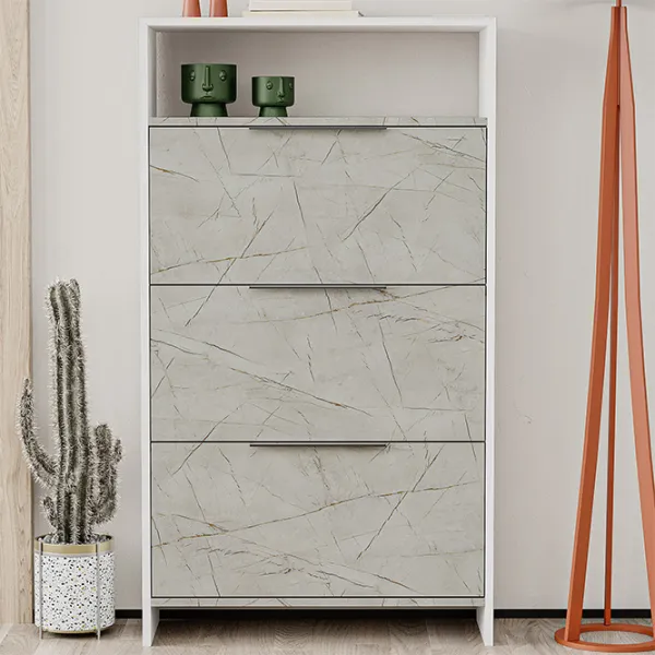 Dulap pentru încălțăminte Showdeko Kaju 139.2 x 78 x 28/ White/ Gray photo 4